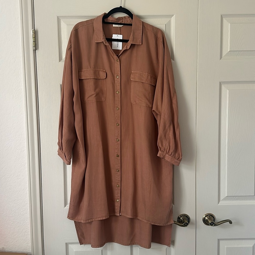 Love stitch button down dress size L color mocha